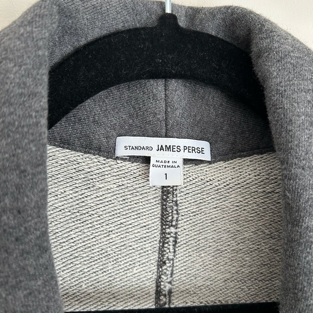 James Perse Gray Cotton Stretch Knit Blazer | Tailored Minimalist Jacket - Picture 3 of 8